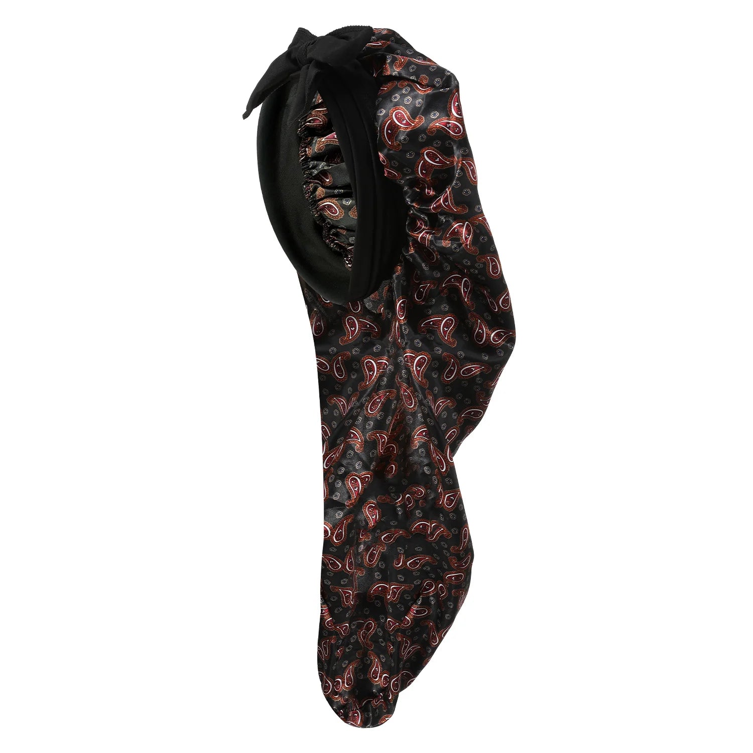 Paisley Print Long Strap Bonnet - Polyester Satin Hair Care Cap with Adjustable Straps for Hair Protection and Care - NamafadStore
