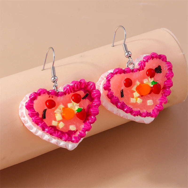 Sweet Food Cake Drop Earrings for Women Girls Party Holiday Jewelry Gifts