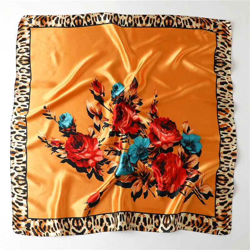 90CM Kerchief Silk Satin Four Seasons Square Beach Stoles Luxury Print Sunscreen Shawls Wraps Hijab Popular Bandana Accessores