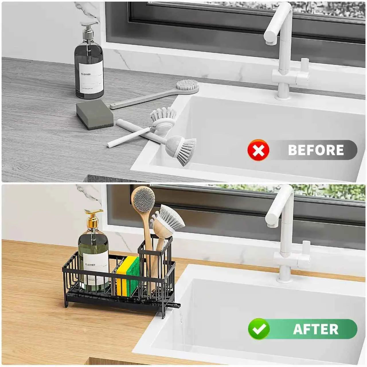 Kitchen storage shelf, self-drainage dishcloth rack, drainage rack, no drilling, household seasoning rack, faucet, sink rack, co
