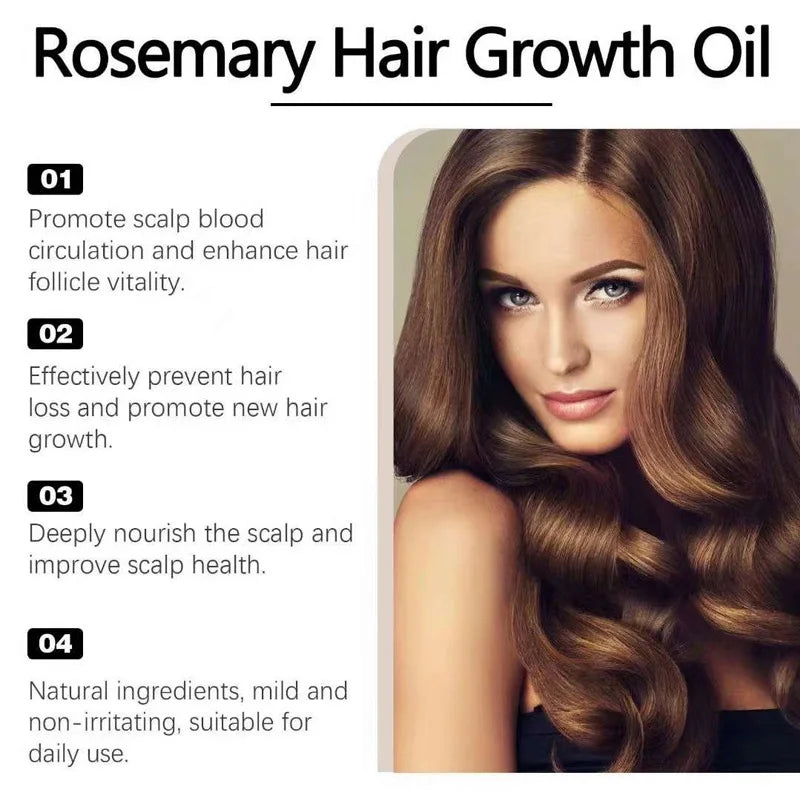 60ml Rosemary Hair Essential Oil for Damage Repair, Hair Loss Prevention, and Nourishing Smooth Hair Care - NamafadStore