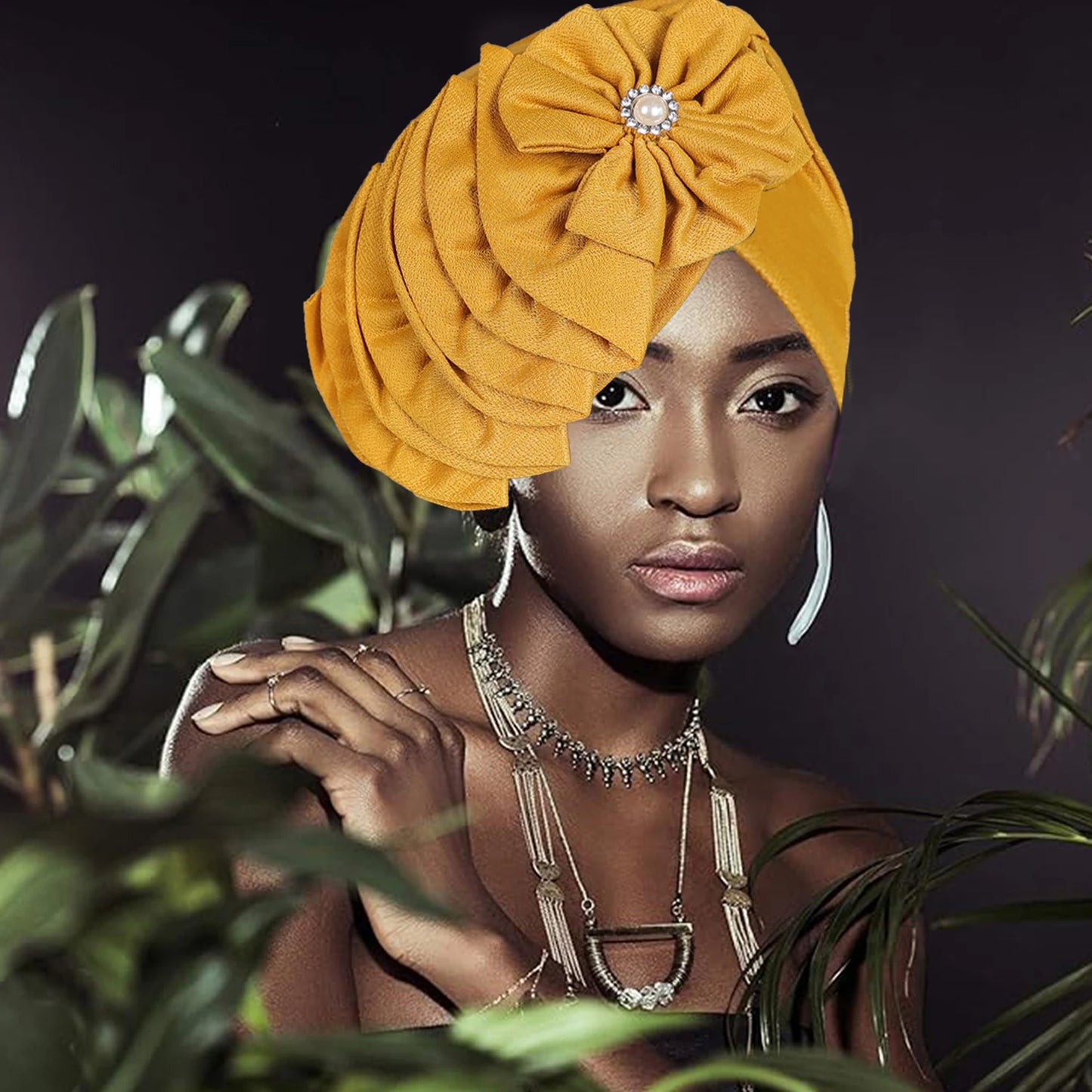 African Fashion Headband Hat Breathable Lightweight Flower Decoration Handmade Muslim Headband Hat - NamafadStore