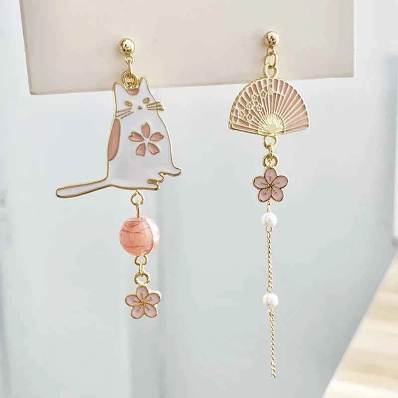 Korean Style Flower Cute Animal Rabbit Dangle Earrings For Women Strawberry Zircon Bee Asymmetrical Tassel Earring Party Jewelry