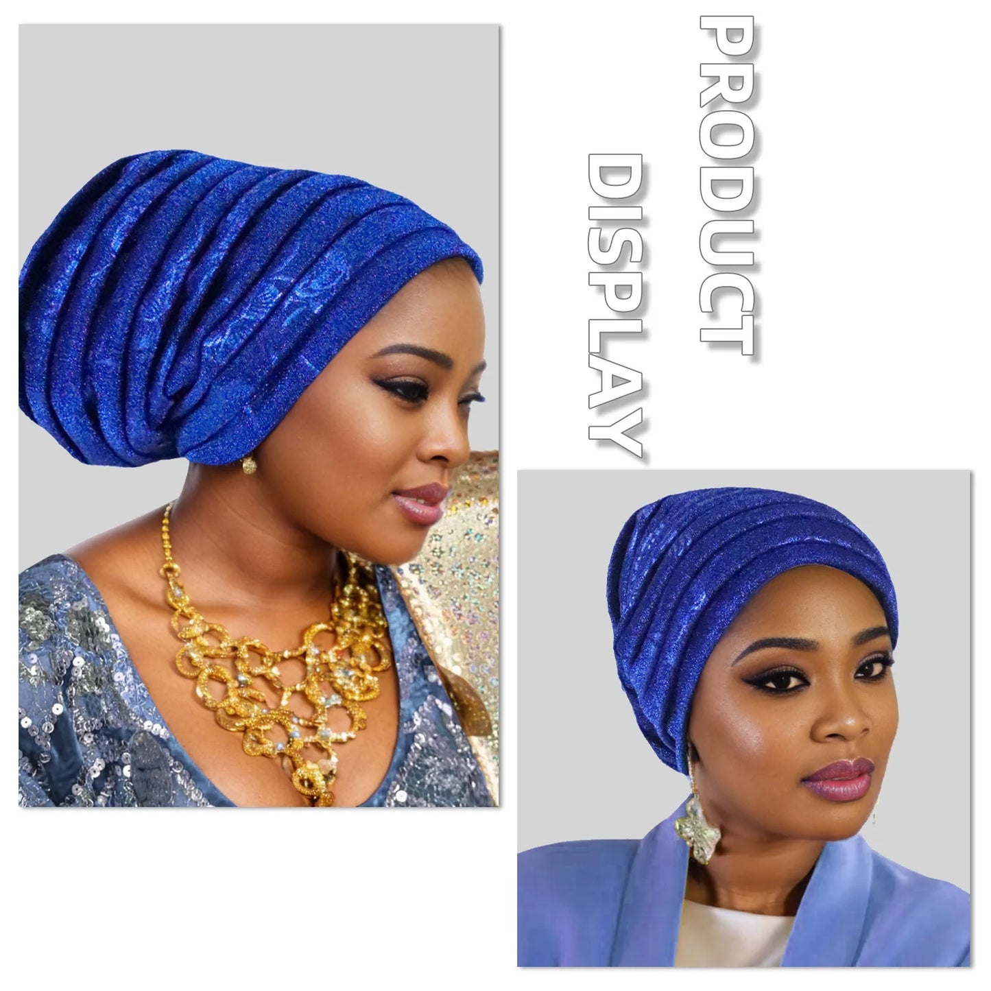 Glitter Pleated Women's Head Wraps Bonnet African Turban Cap Muslim Headscarf Bonnet Turbante mujer - NamafadStore