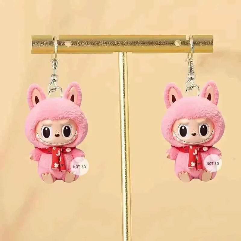 2D Flat Cute Cartoon Pink Elf Monster Acrylic Earrings for Women Korea Style Fashion Colorful Earrings for Women Jewelry Gift