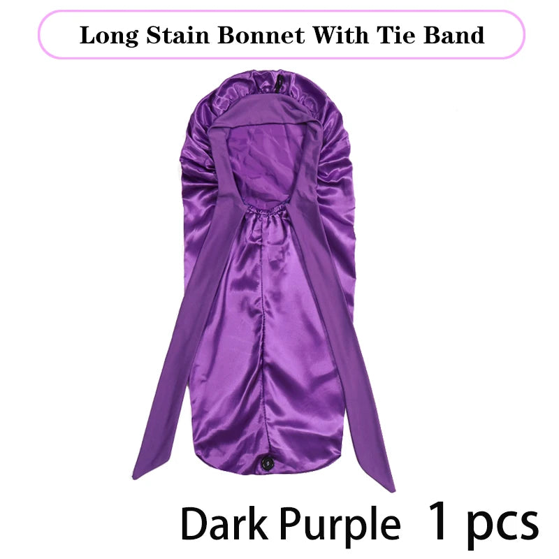 Soft Silky Long Satin Bonnet For Natural Hair And Curly Hair Extra Large Size Hair Cap With Tie For Comfortable Night Sleep 1Pcs - NamafadStore