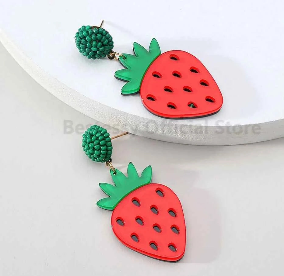 2025 Fruit Cartoon Round Dangle Earrings For Women Luxury Quality Beads Lemon Orange Pendientes Resin Fairy Jewelry Accessories