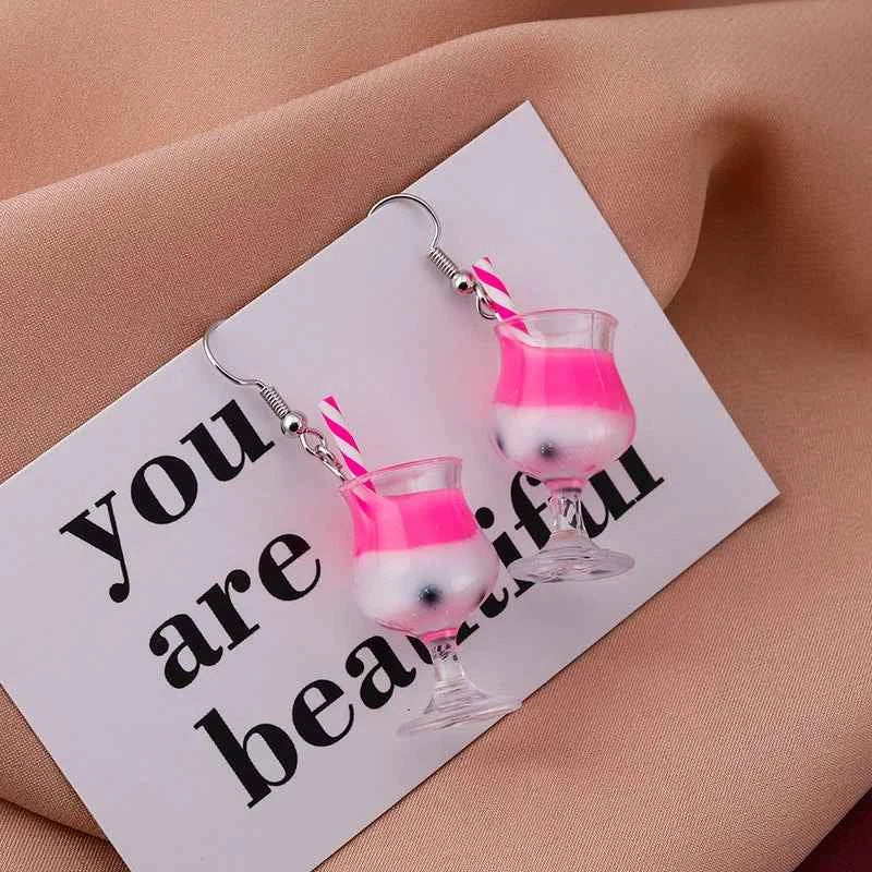 Summer Drink Drop Earrings for Women Sweet Ice Cream Bottle Pendants Dangle Earrings Girls Minimalist Party Jewelry Gifts