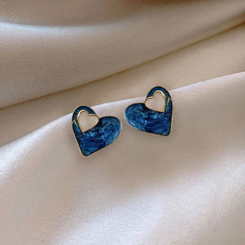 Golden Metal Blue Bowknot Earrings Fashion Jewelry Bow-tie Earrings Women Cute Romantic Pendientes Female Stud Earrings