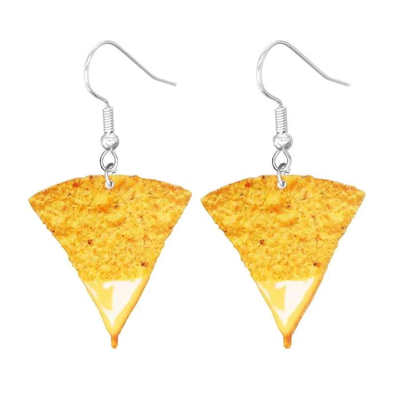 Food Earring 2D Handmade Cute Interesting Taco Corn Crunchy Burger Biscuits French Fries Ice Cream Cheese Cute
