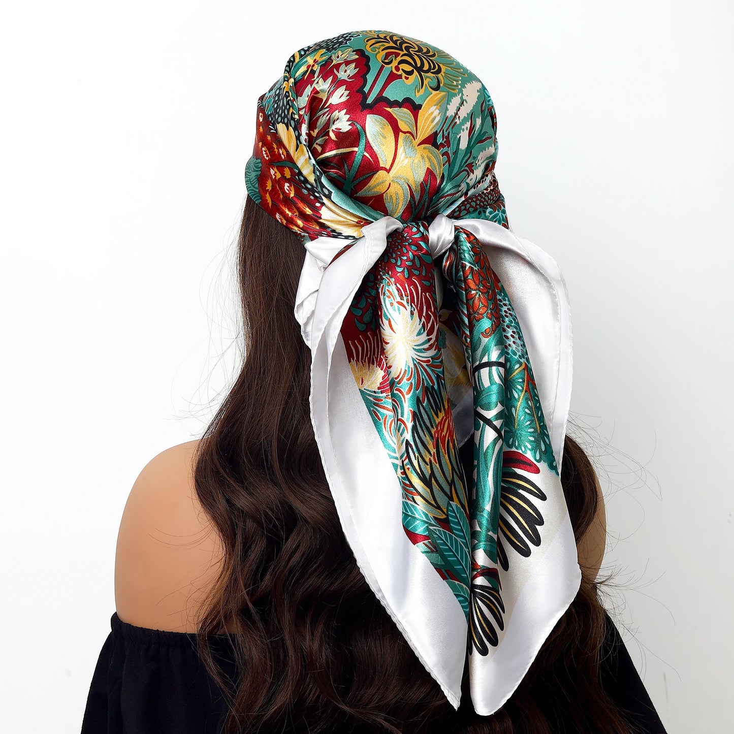 Popular Shawls Europe And America Fashion Bandannas New Print Sunscreen 90X90CM Kerchief Four Seasons Luxury Square Silk Scarves - NamafadStore