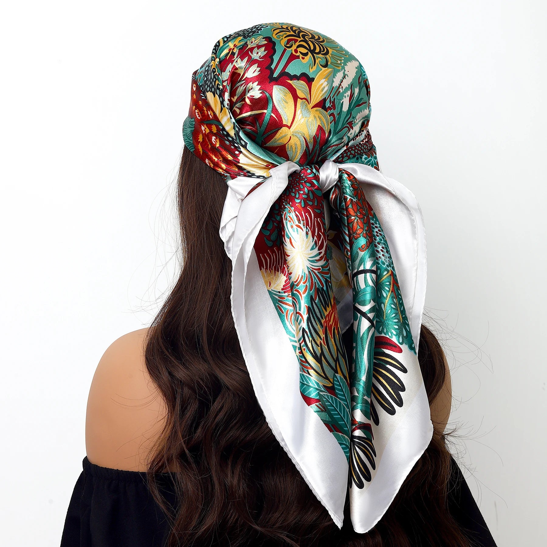 Popular Shawls Europe And America Fashion Bandannas New Print Sunscreen 90X90CM Kerchief Four Seasons Luxury Square Silk Scarves - NamafadStore