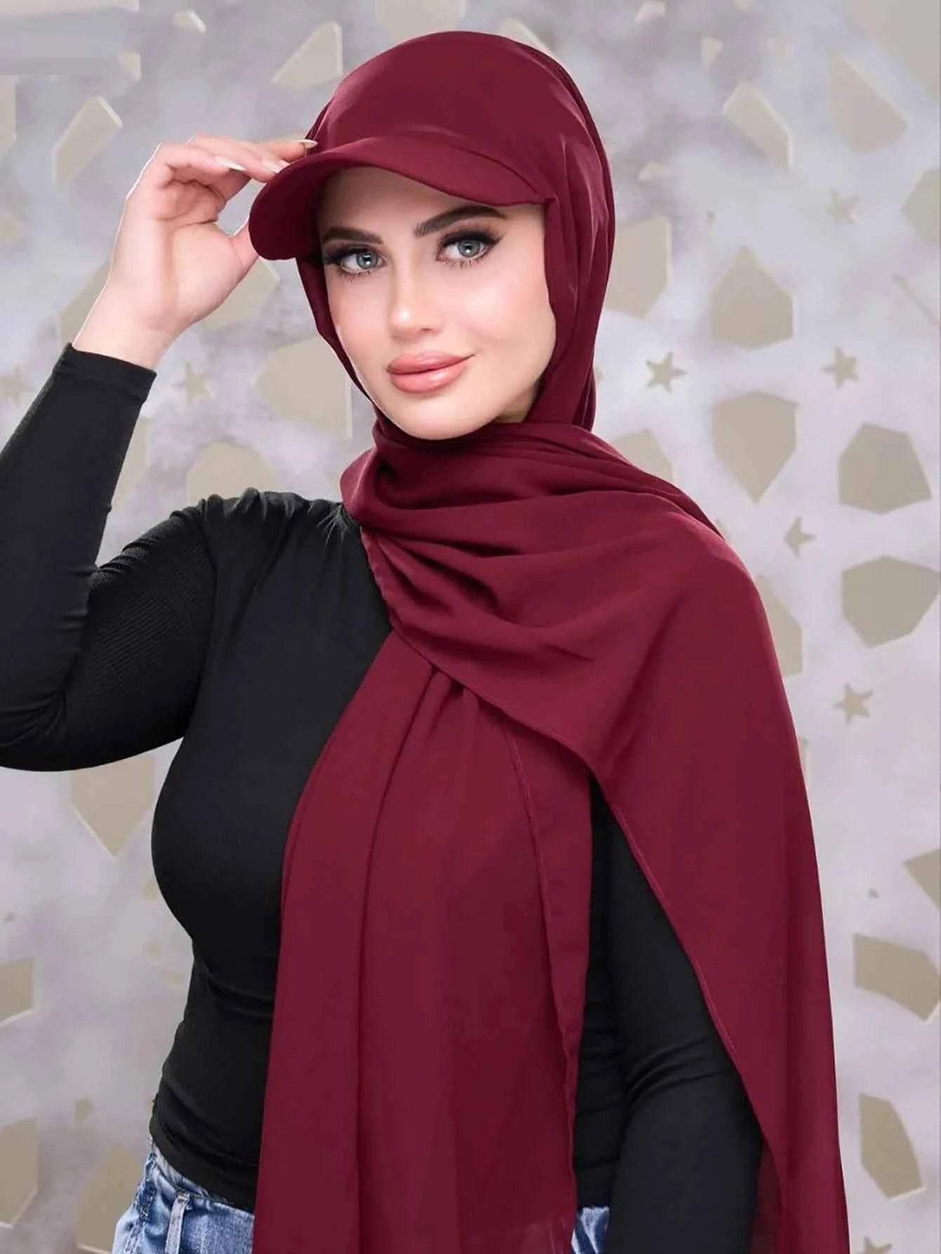New Trendy Musilm Women Jersey Hijab with Base Ball Cap Summer Sports Cap Ready To Wear Instant Jersey Sport Hijabs