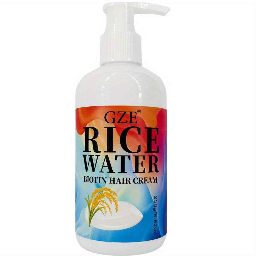 GZE Rice Water Biotin Hair Cream - Strong Hair, Deep Hydrating Moisturizer for All Hair Types, Normal Hair Care|Moisturizing Hair Cream|Natural Ingredients