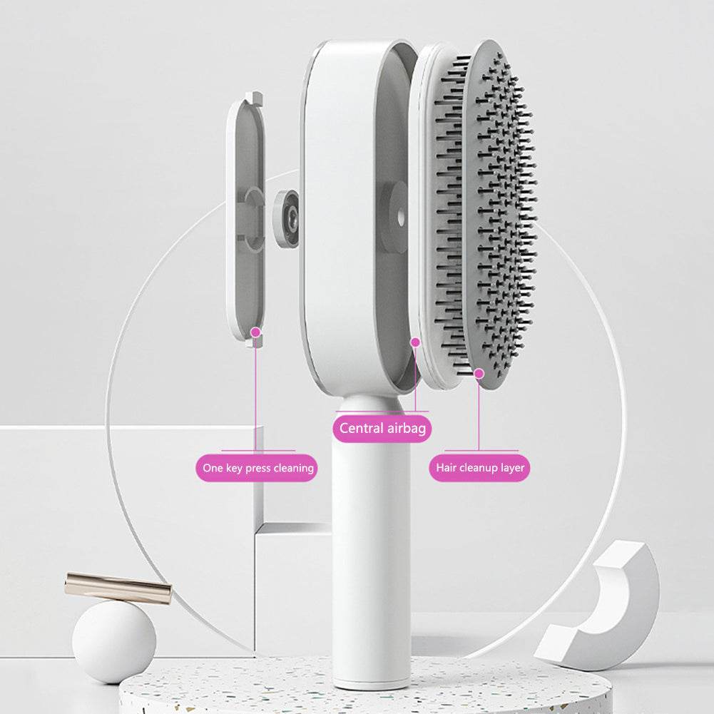 Self Cleaning Hair Brush For Women One-key Cleaning Hair Loss Airbag Massage Scalp Comb Anti-Static Hairbrush - NamafadStore