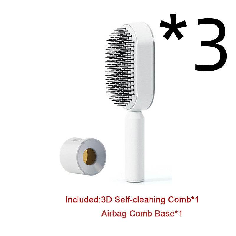 Self Cleaning Hair Brush For Women One-key Cleaning Hair Loss Airbag Massage Scalp Comb Anti-Static Hairbrush - NamafadStore