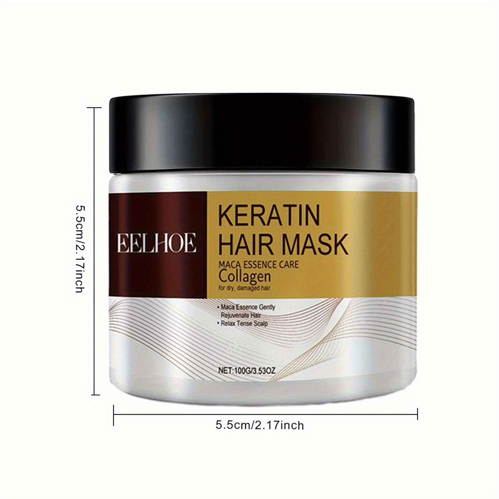 6pcs EELHOE Keratin Hair Mask with Maca Essence & Soluble Collagen - Hydrating Care for Smooth, Strong & Shiny Hair, Infused with Argan Oil, Coconut Oil & Hydrolyzed Keratin, Suitable for Dry & Normal Hair, Knot-Free & Frizz-