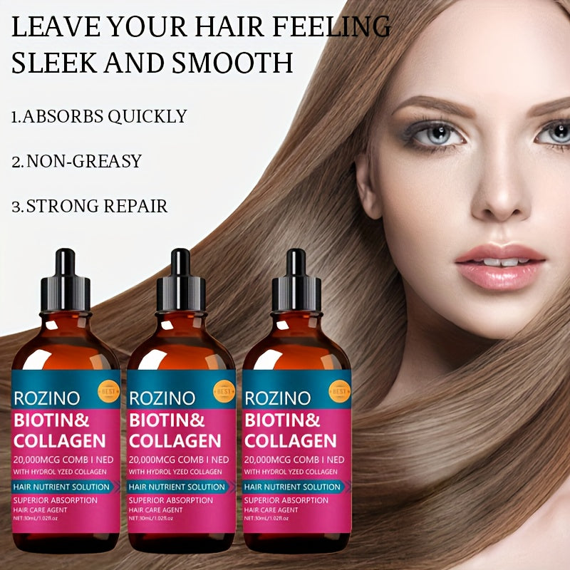 3pcs1.01oz Biotin Keratin Hair Care Essential Oil Combination Set, Rich In Biotin, Deeply Moisturizes And Nourishes Hair, Making It Soft, Smooth And Non Greasy. It Is a Must-Have for Autumn And Winter Hair Care