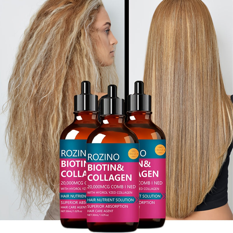 3pcs1.01oz Biotin Keratin Hair Care Essential Oil Combination Set, Rich In Biotin, Deeply Moisturizes And Nourishes Hair, Making It Soft, Smooth And Non Greasy. It Is a Must-Have for Autumn And Winter Hair Care