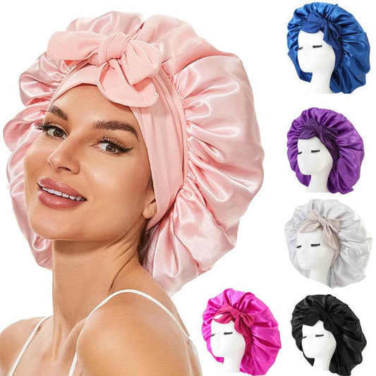 New Silk Bonnet for Curly Hair - Satin Hair Bonnet Night Sleep Cap with Tie Band for Women - NamafadStore
