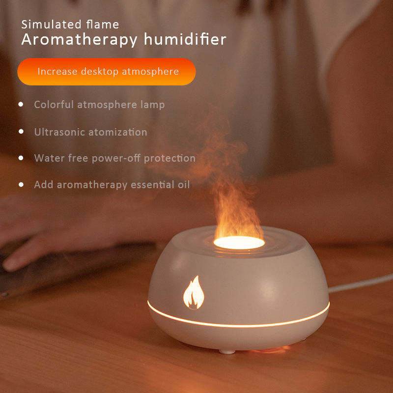 Flame Humidifier Diffuser 130ML USB Aromatherapy Essential Oil Diffuser 7 Colors Light Home Air Humidifier - NamafadStore