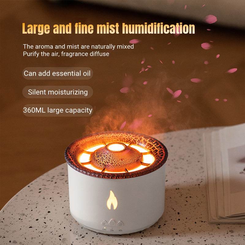 New Creative Ultrasonic Essential Oil Humidifier Volcano Aromatherapy Machine Spray Jellyfish Air Flame Humidifier Diffuser - NamafadStore
