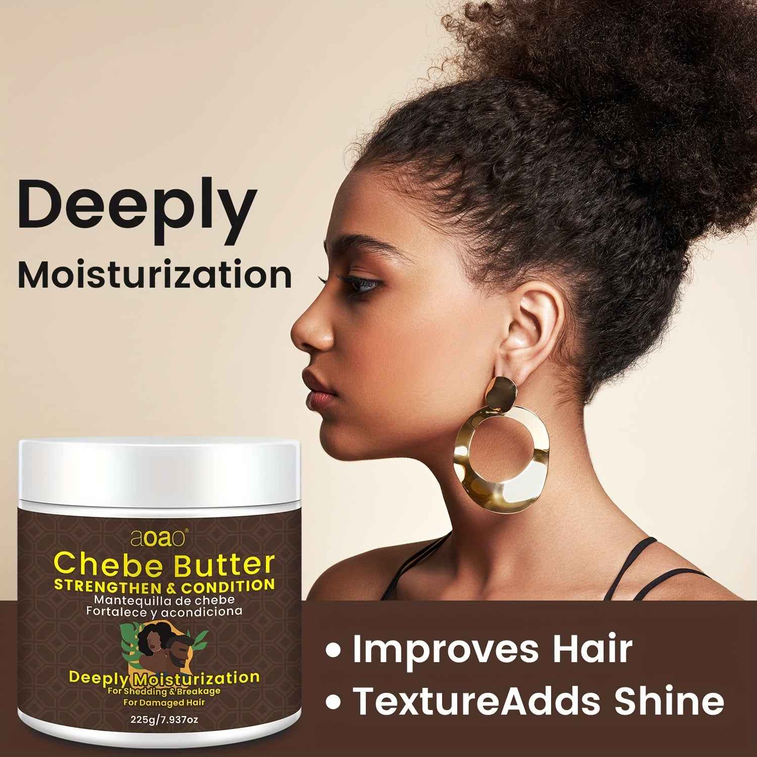 Moisturizing Chebe Cream with Natural Ingredients, Featuring Keratin, Jojoba Seed Oil, And Castor Oil, Designed to Deeply Nourish And Protect Damaged Hair