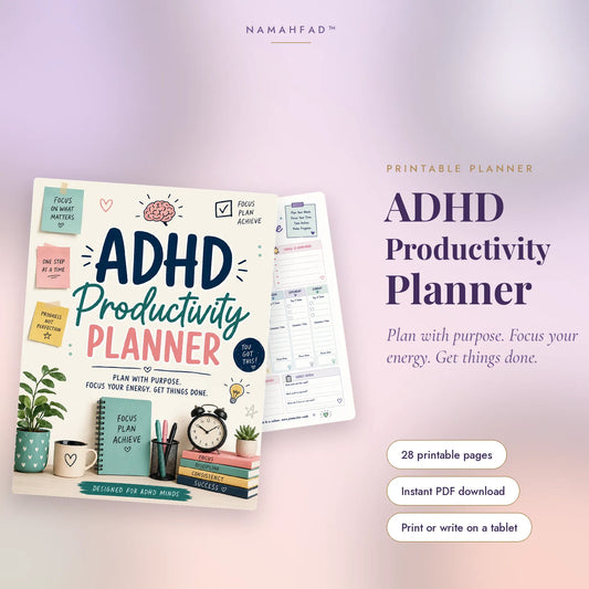 ADHD Productivity Planner: Printable Daily, Weekly & Focus Tracker Pages (28 Pages)