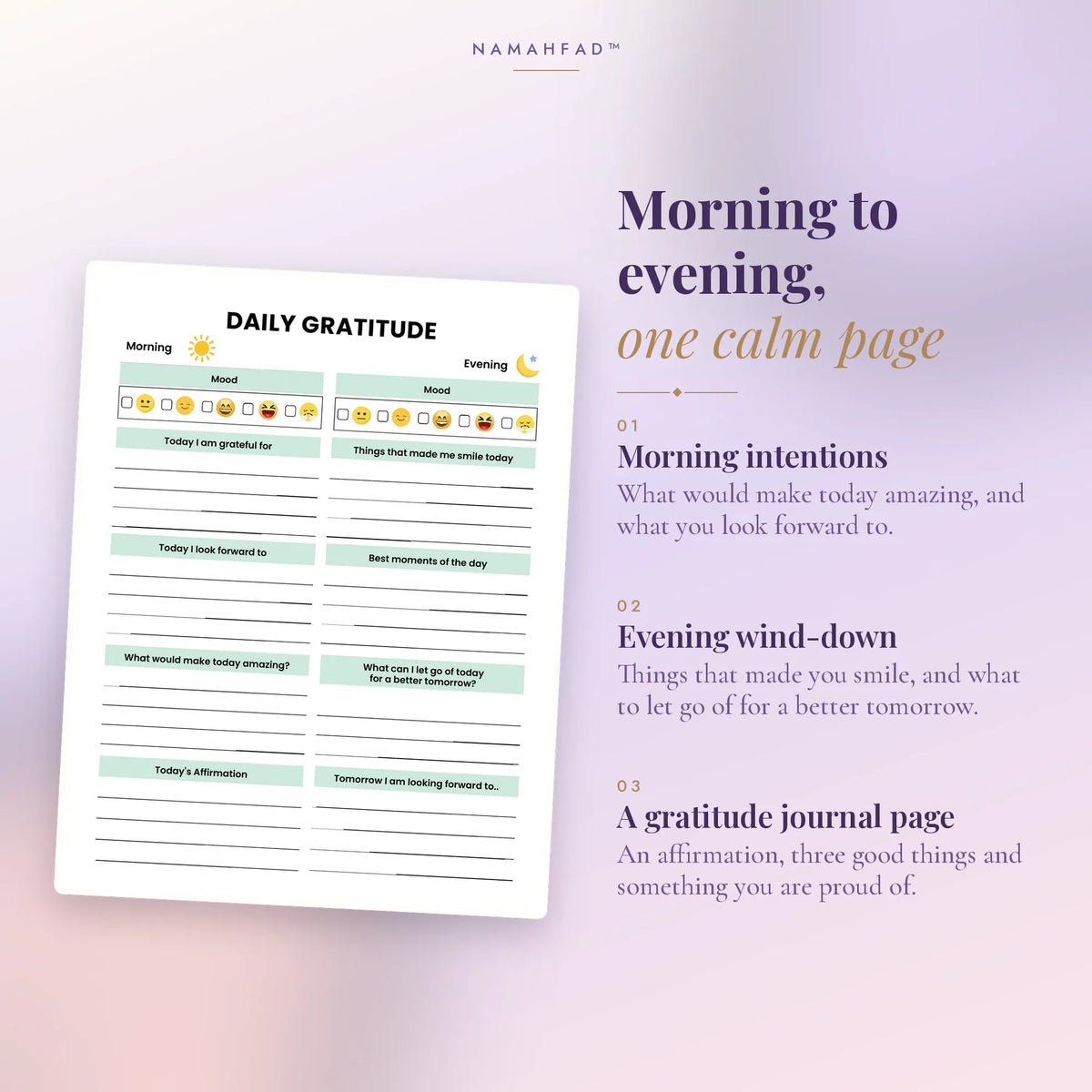 Mindful Moment Daily Journal: Printable Gratitude Journal & Self-Care Planner (26 Pages)