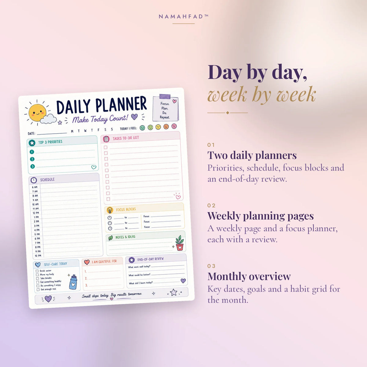 ADHD Productivity Planner: Printable Daily, Weekly & Focus Tracker Pages (28 Pages)