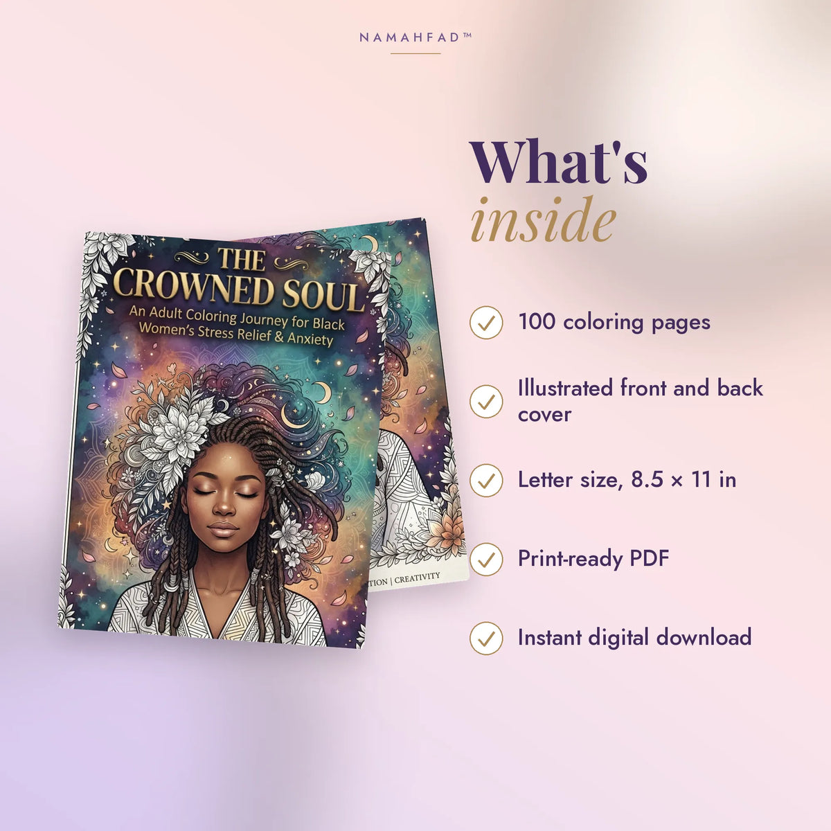 The Crowned Soul: An Adult Coloring Book for Women (100 Printable Pages)