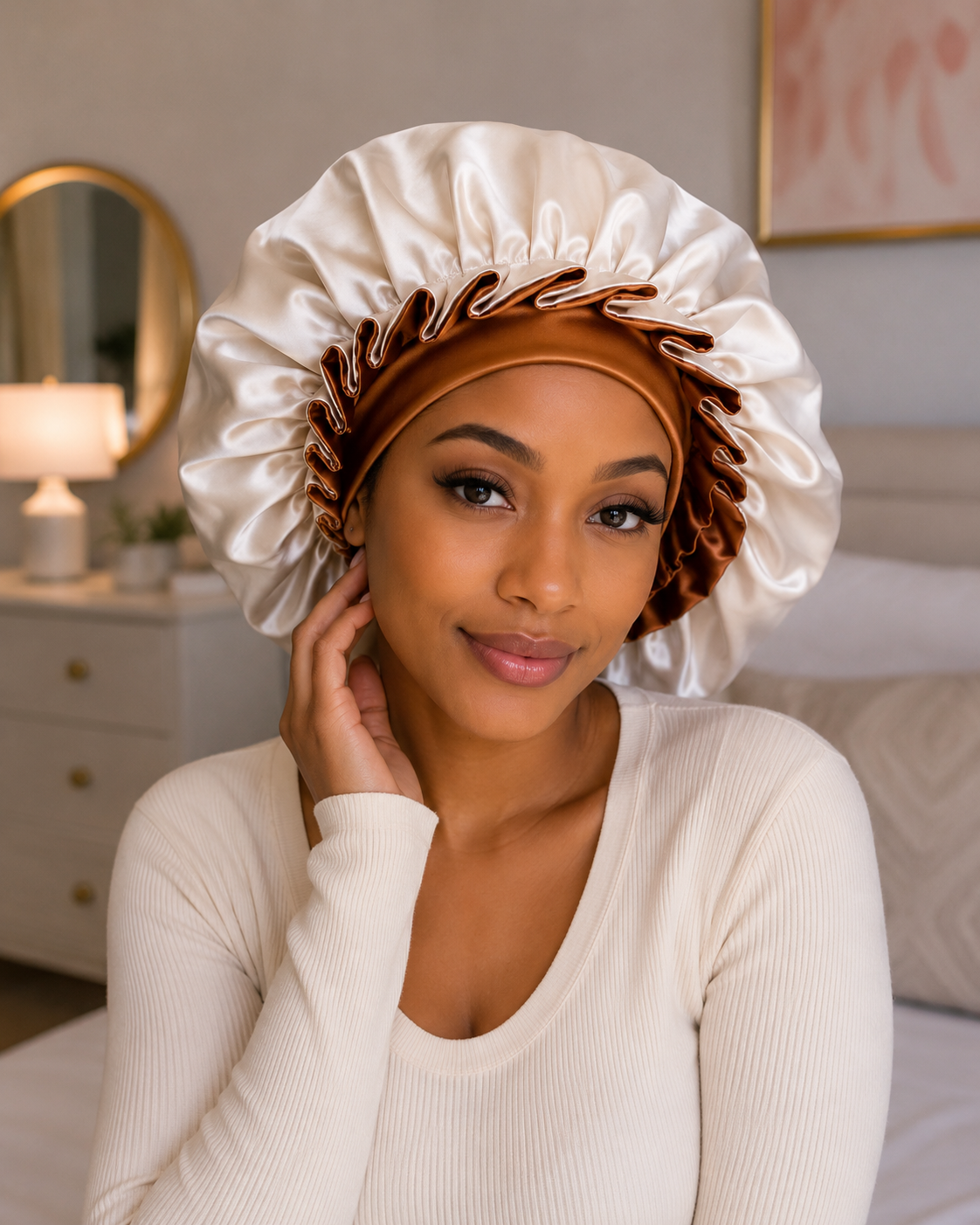 Lace Luxury Sleep Hat for Women – Soft Hair Cap for Curly Hair