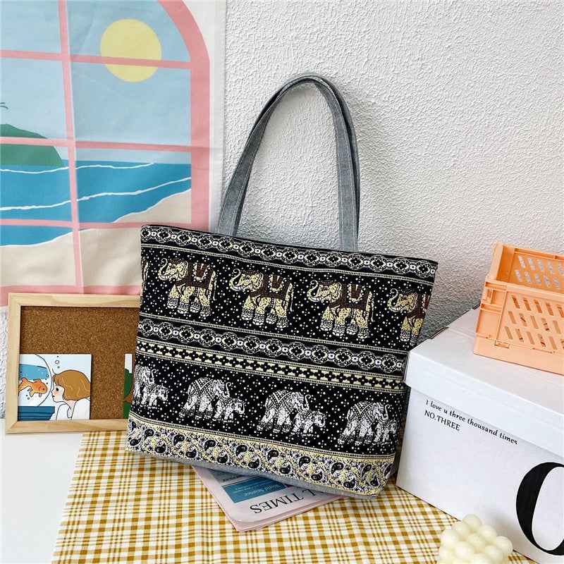 Canvas Large Capacity Ladies Print Tote Bag