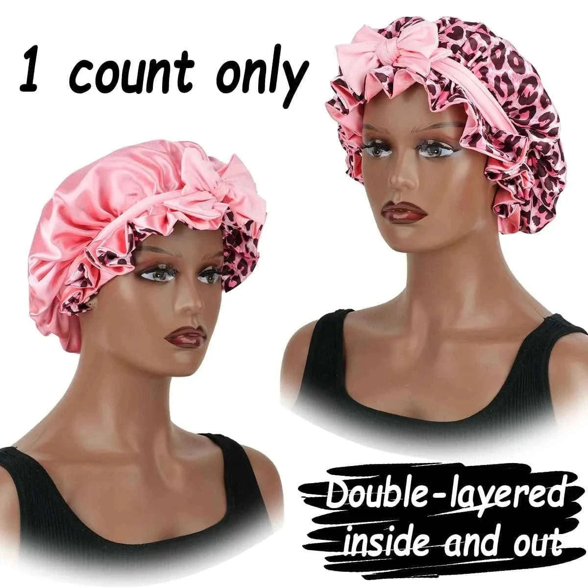 1 PC Women's Reversible Satin Bonnet, Leopard Print Double-Layered, Soft & Breathable for Hair Care, Everyday Wear & Travel Esse