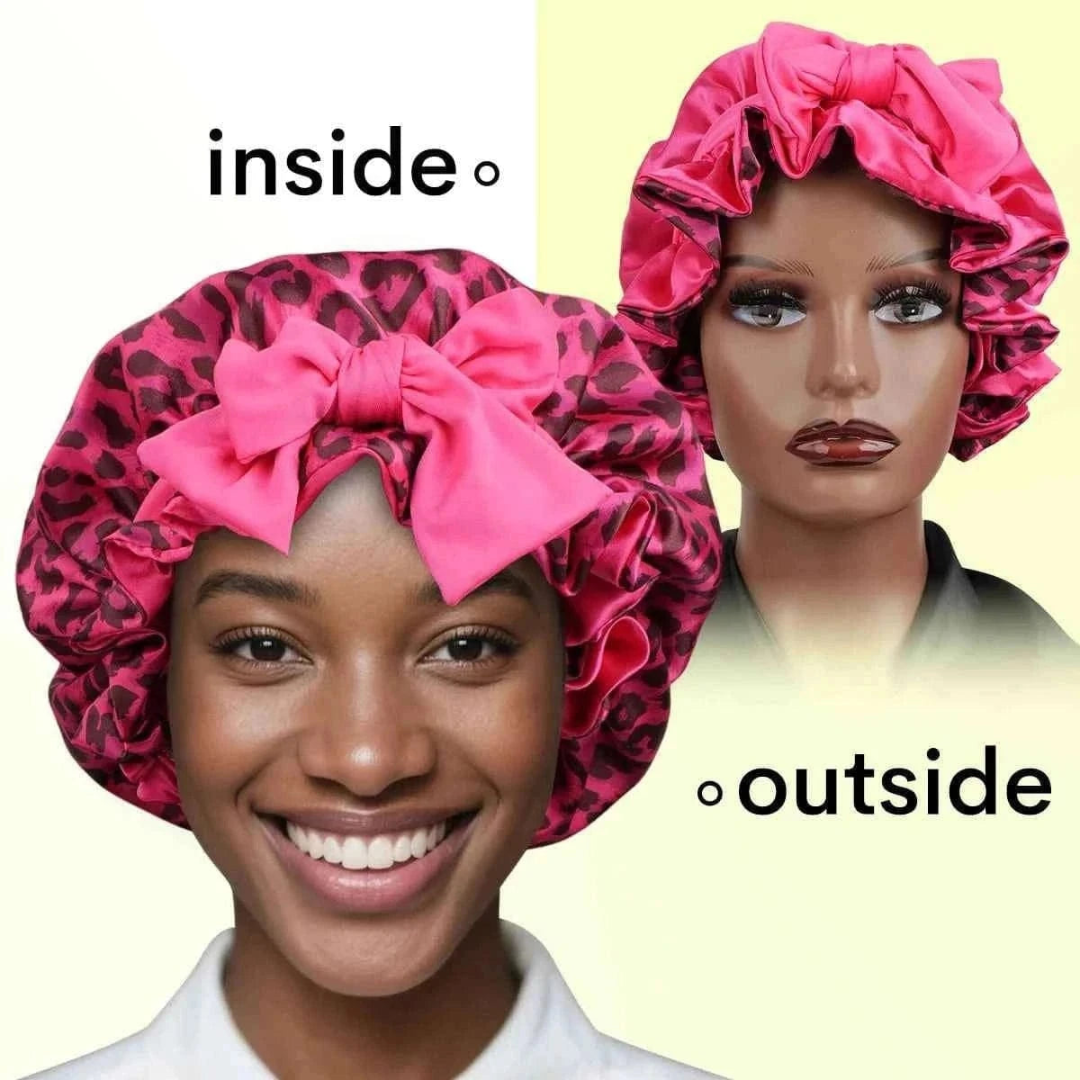 1 PC Women's Reversible Satin Bonnet, Leopard Print Double-Layered, Soft & Breathable for Hair Care, Everyday Wear & Travel Esse