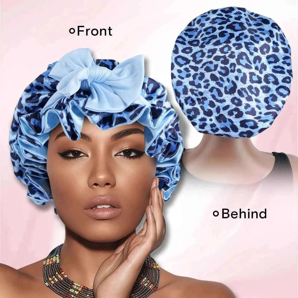 1 PC Women's Reversible Satin Bonnet, Leopard Print Double-Layered, Soft & Breathable for Hair Care, Everyday Wear & Travel Esse