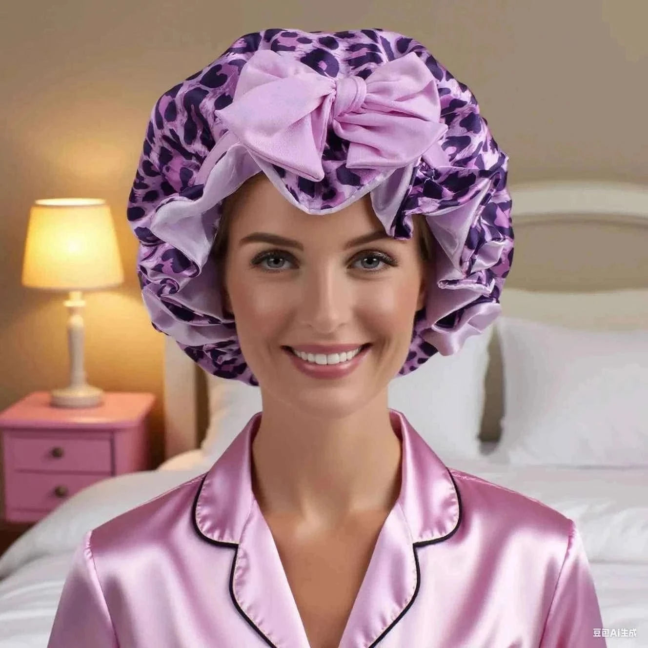 1 PC Women's Reversible Satin Bonnet, Leopard Print Double-Layered, Soft & Breathable for Hair Care, Everyday Wear & Travel Esse