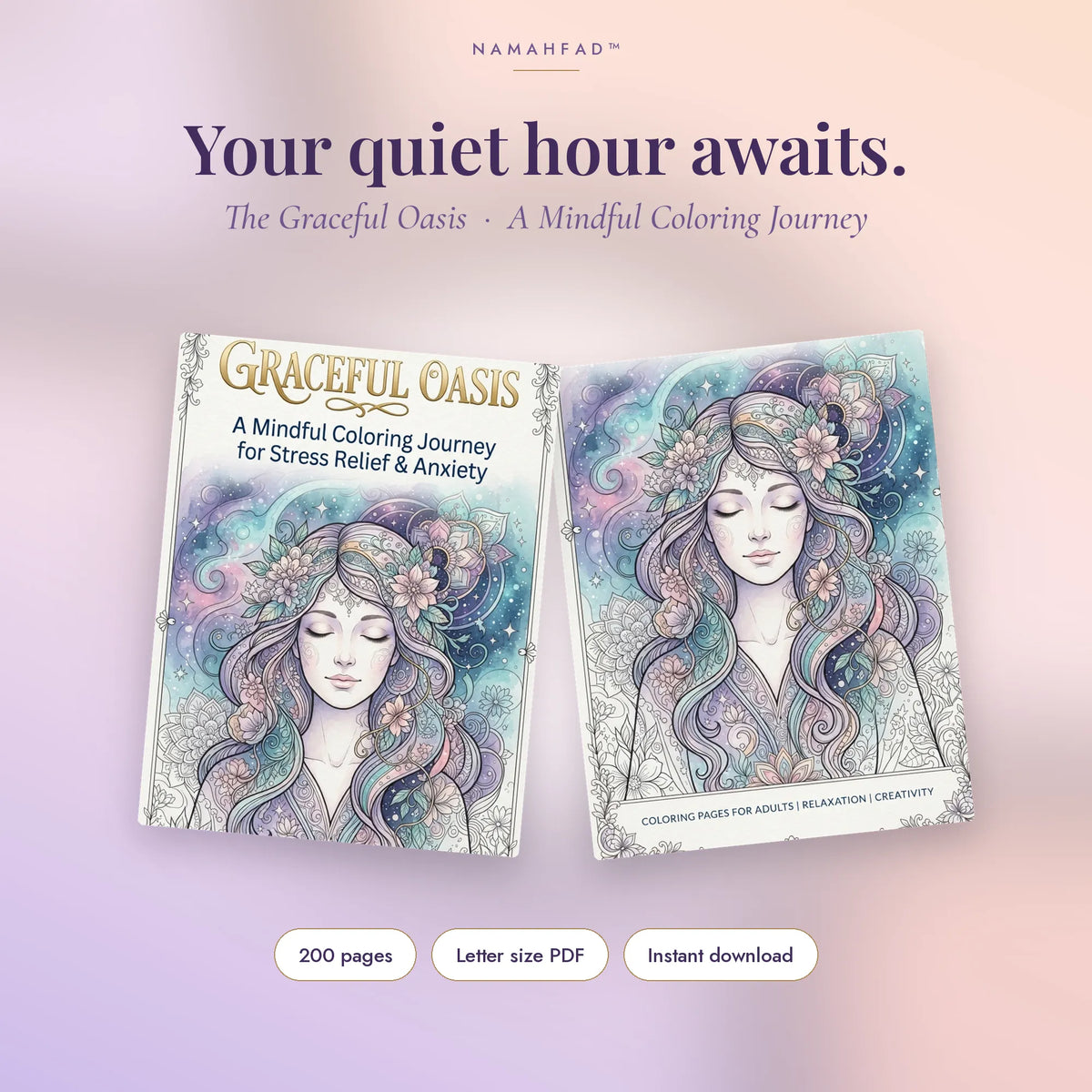 The Graceful Oasis: A Mindful Adult Coloring Book (200 Printable Pages)