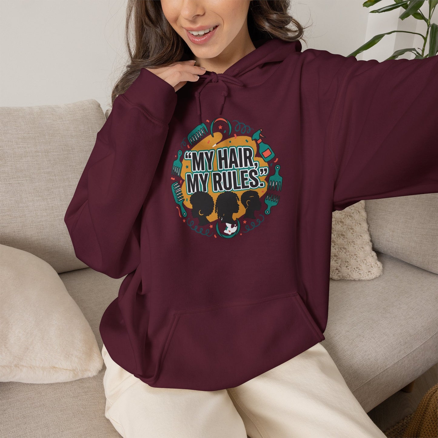 Hoodie — "My Hair, My Rules" Natural Hair Pride Graphic Hoodie