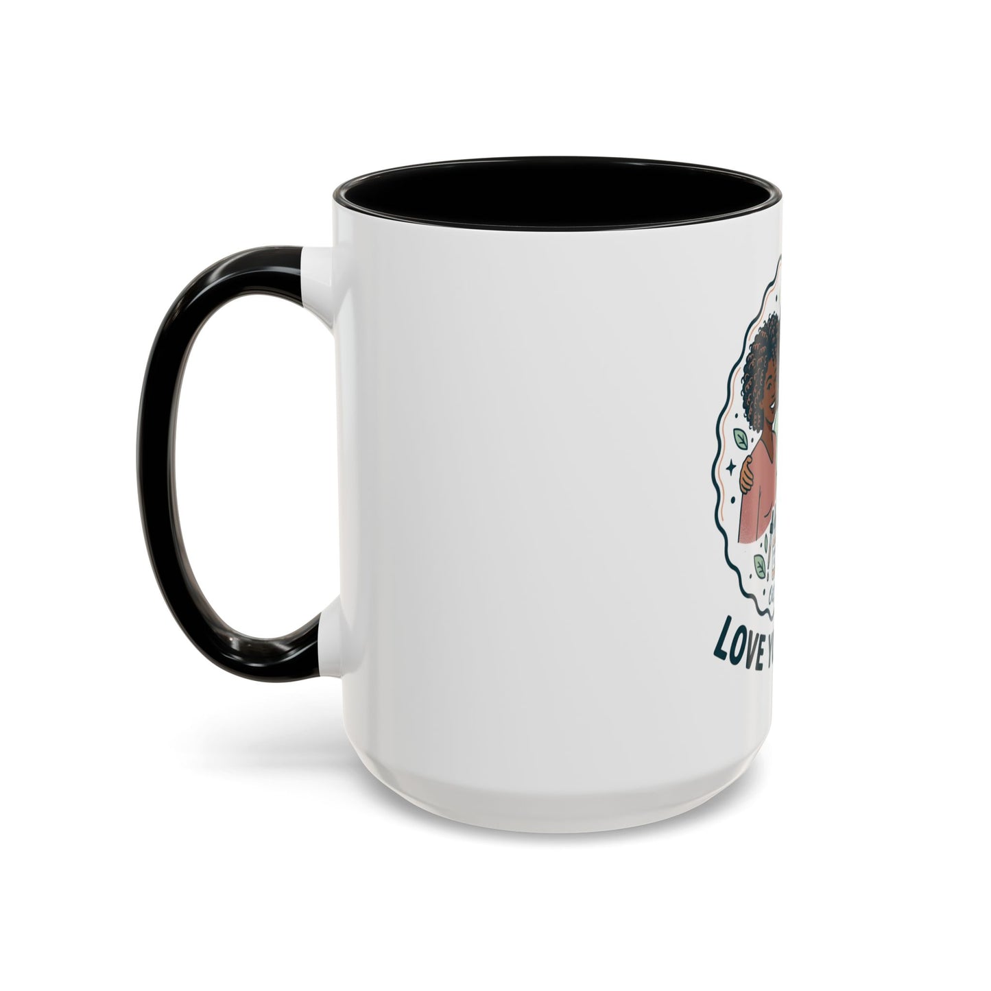 Love Your Roots Coffee Mug — Women’s Natural Hair Care Illustration (11/15oz)