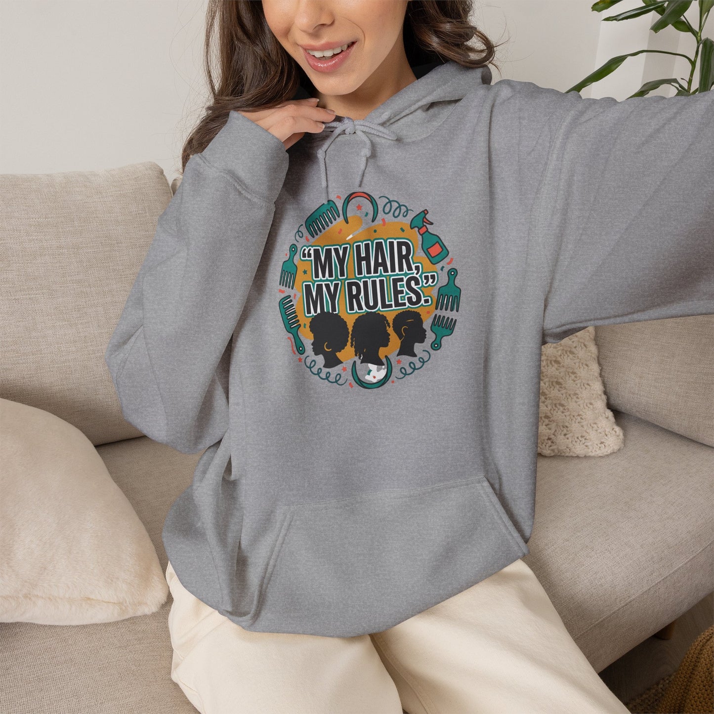 Hoodie — "My Hair, My Rules" Natural Hair Pride Graphic Hoodie