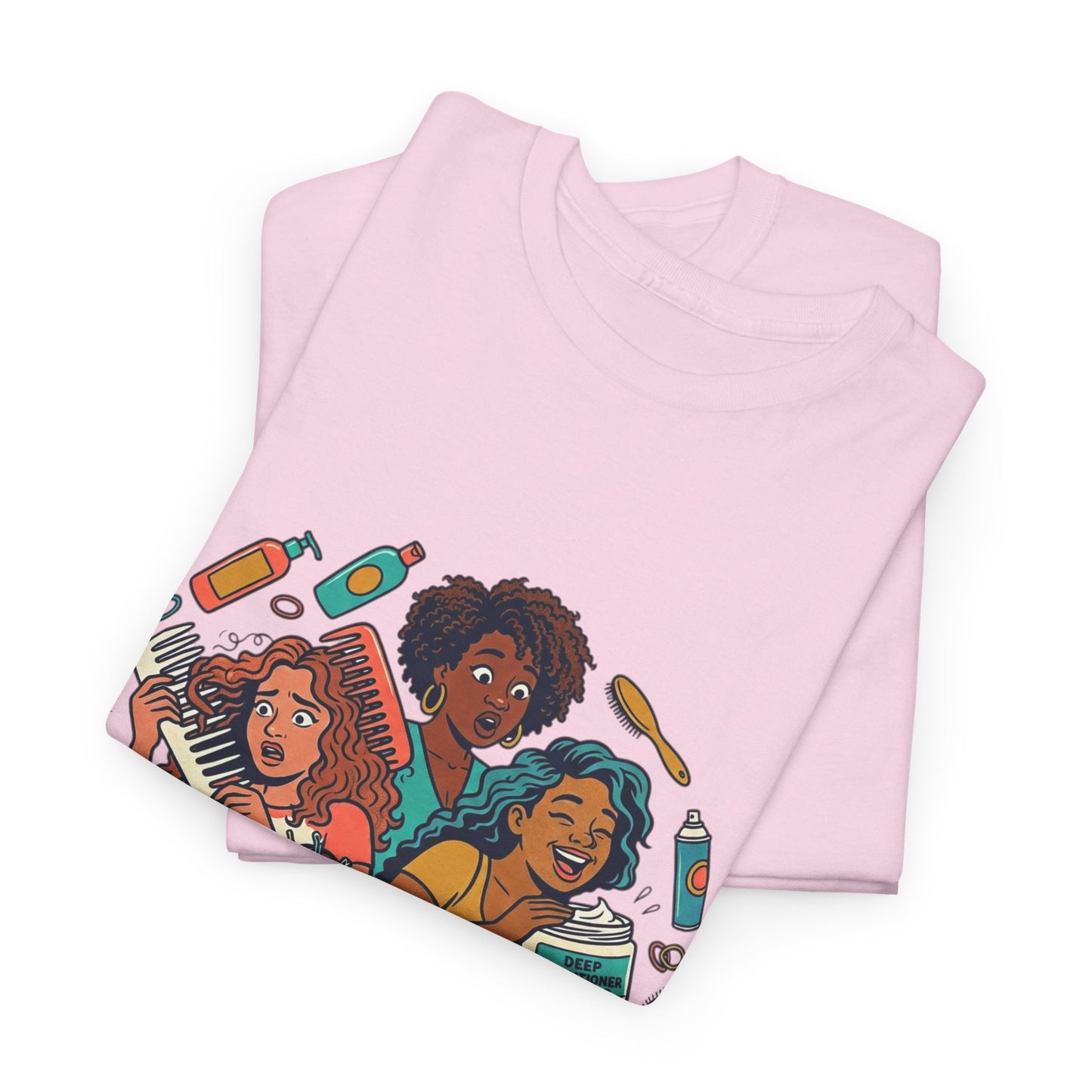 Curls & Chaos T-Shirt — Diverse Natural Hair Graphic Tee for Curly Hair Lovers