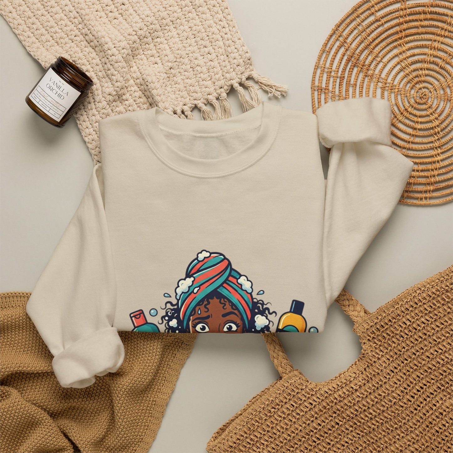 Wash Day Struggles Sweatshirt — Funny Natural Hair Care Crewneck