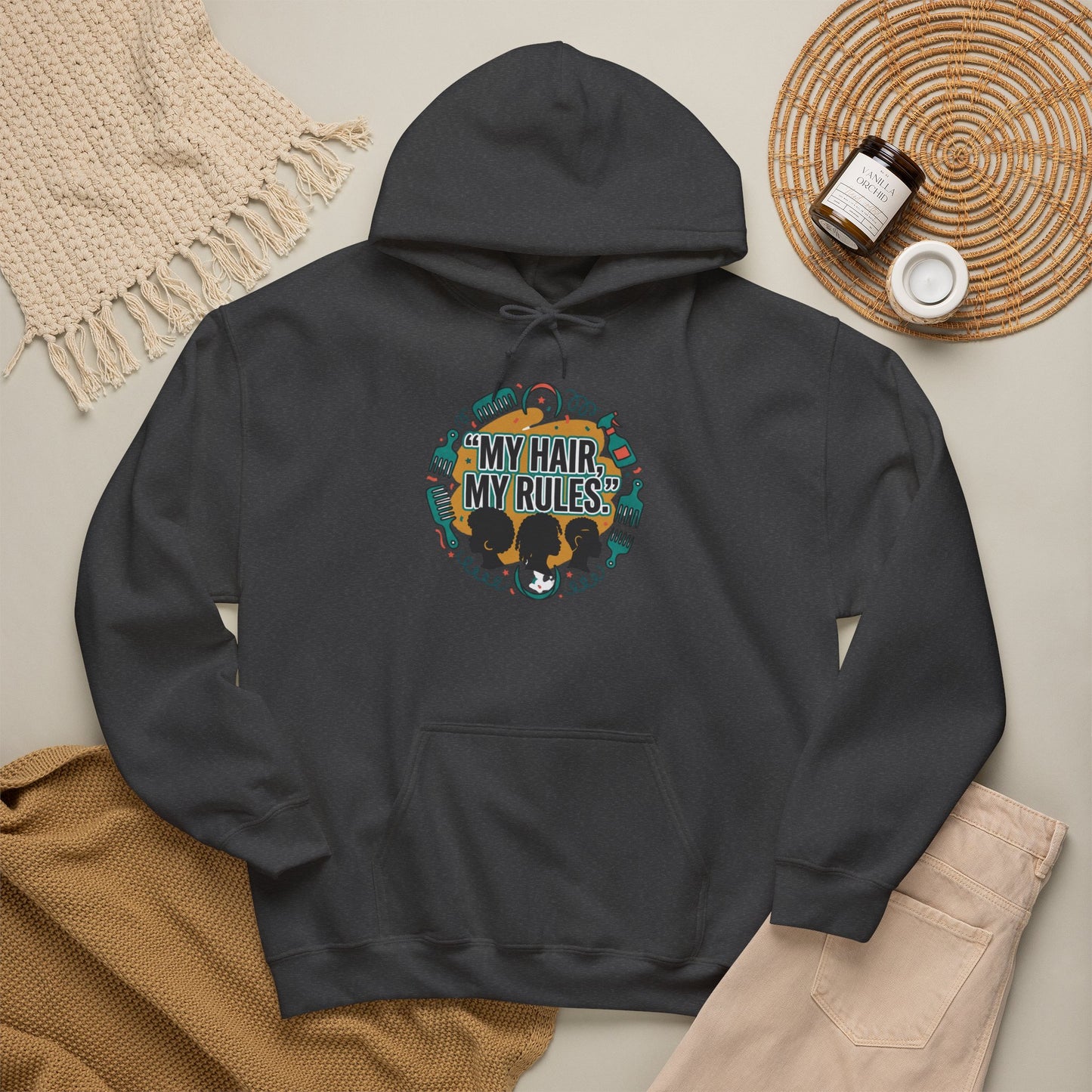 Hoodie — "My Hair, My Rules" Natural Hair Pride Graphic Hoodie