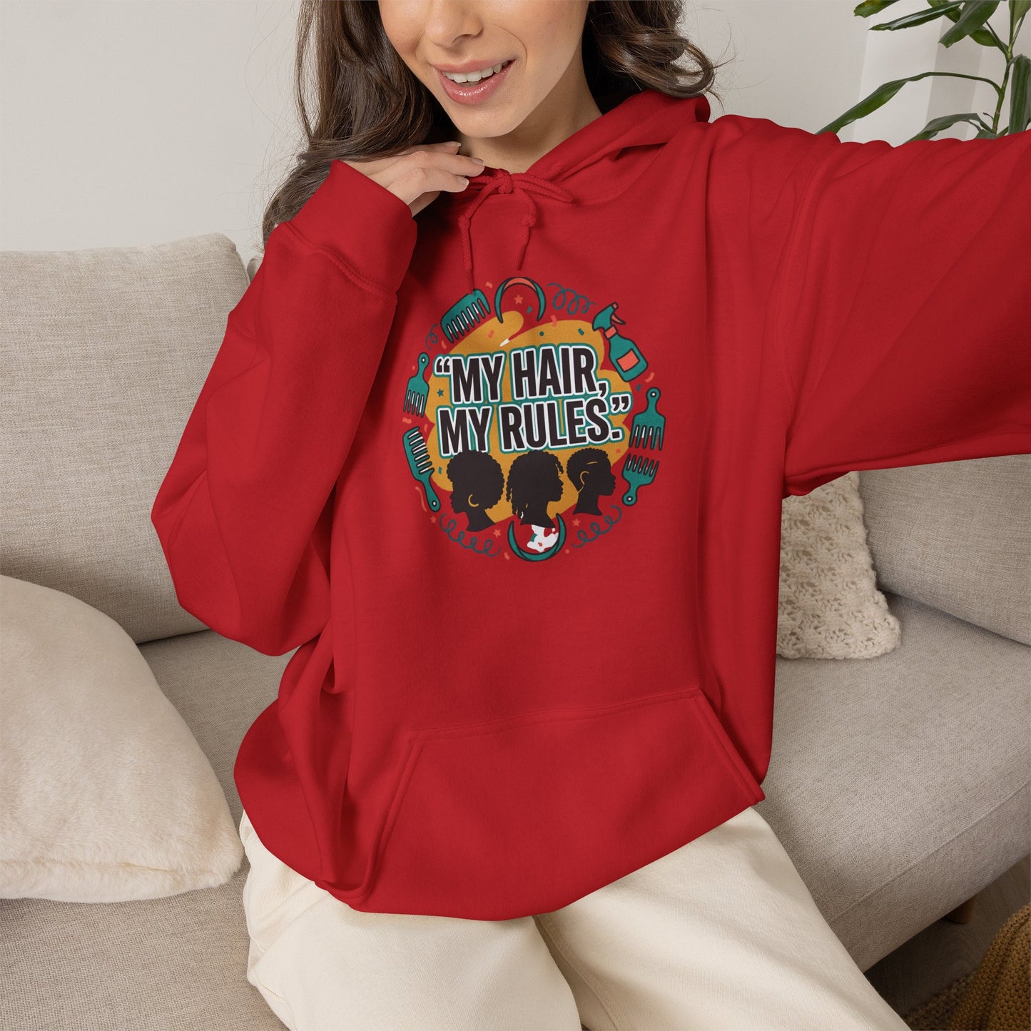 Hoodie — "My Hair, My Rules" Natural Hair Pride Graphic Hoodie