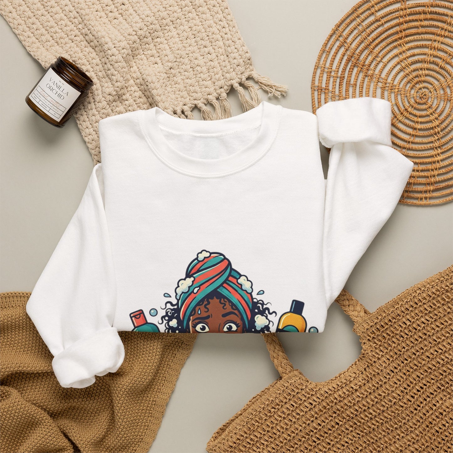 Wash Day Struggles Sweatshirt — Funny Natural Hair Care Crewneck