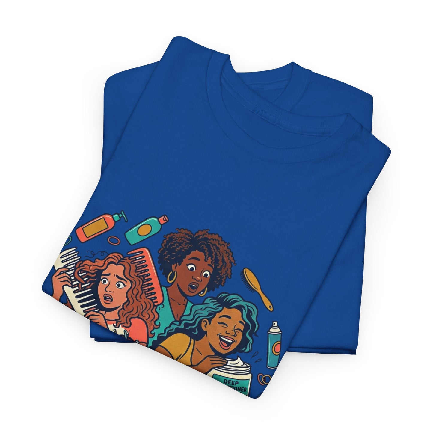 Curls & Chaos T-Shirt — Diverse Natural Hair Graphic Tee for Curly Hair Lovers
