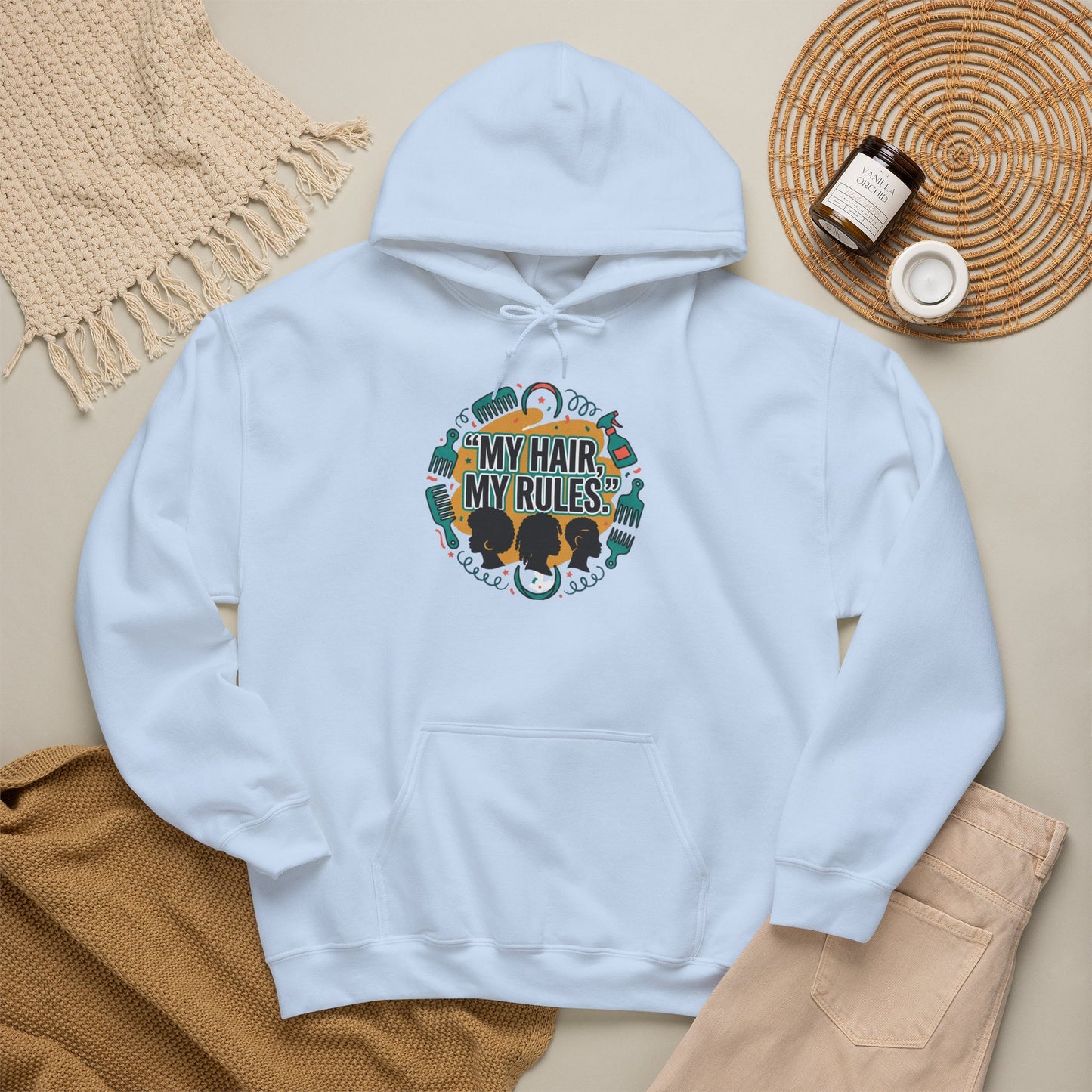 Hoodie — "My Hair, My Rules" Natural Hair Pride Graphic Hoodie