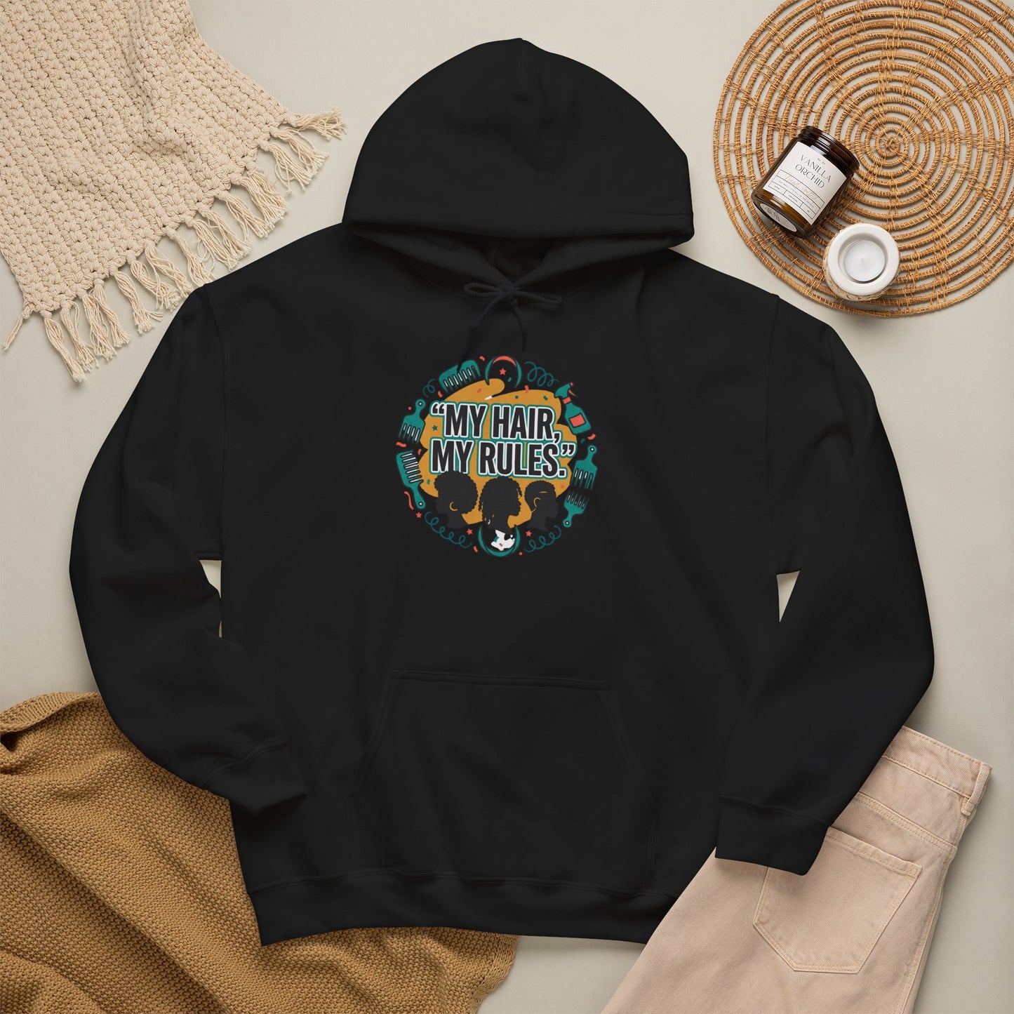 Hoodie — "My Hair, My Rules" Natural Hair Pride Graphic Hoodie