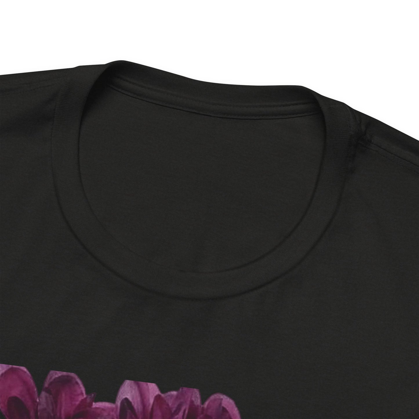Floral Crown Fashion Tee — Glam Portrait Shirt with Purple Bloom Design